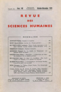 Revue des Sciences Humaines, n°140/octobre - décembre 1970