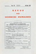 Revue des Sciences Humaines, n°118/avril - juin 1965